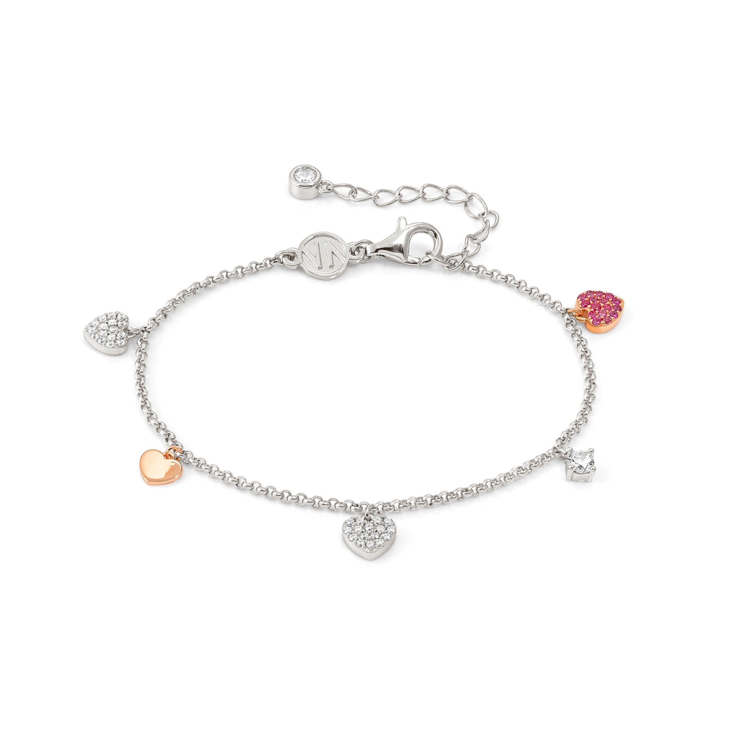 Bracciale Lucentissima mix pendenti cuori e cubic zirconia