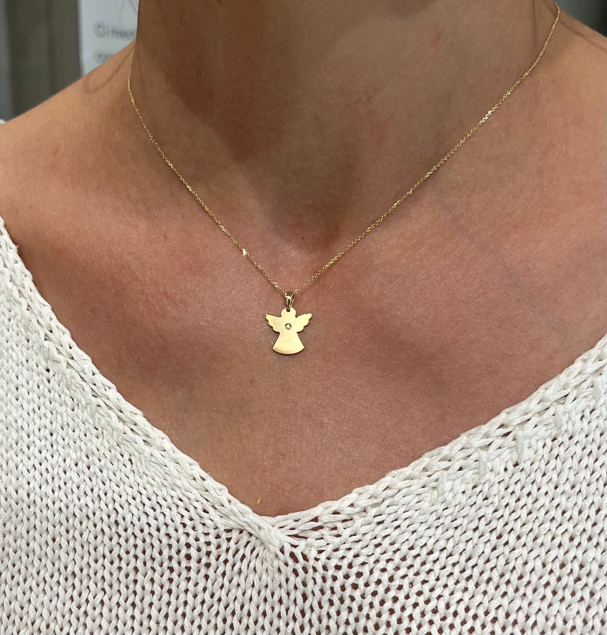 Collana con ciondolo angelo in oro 18kt