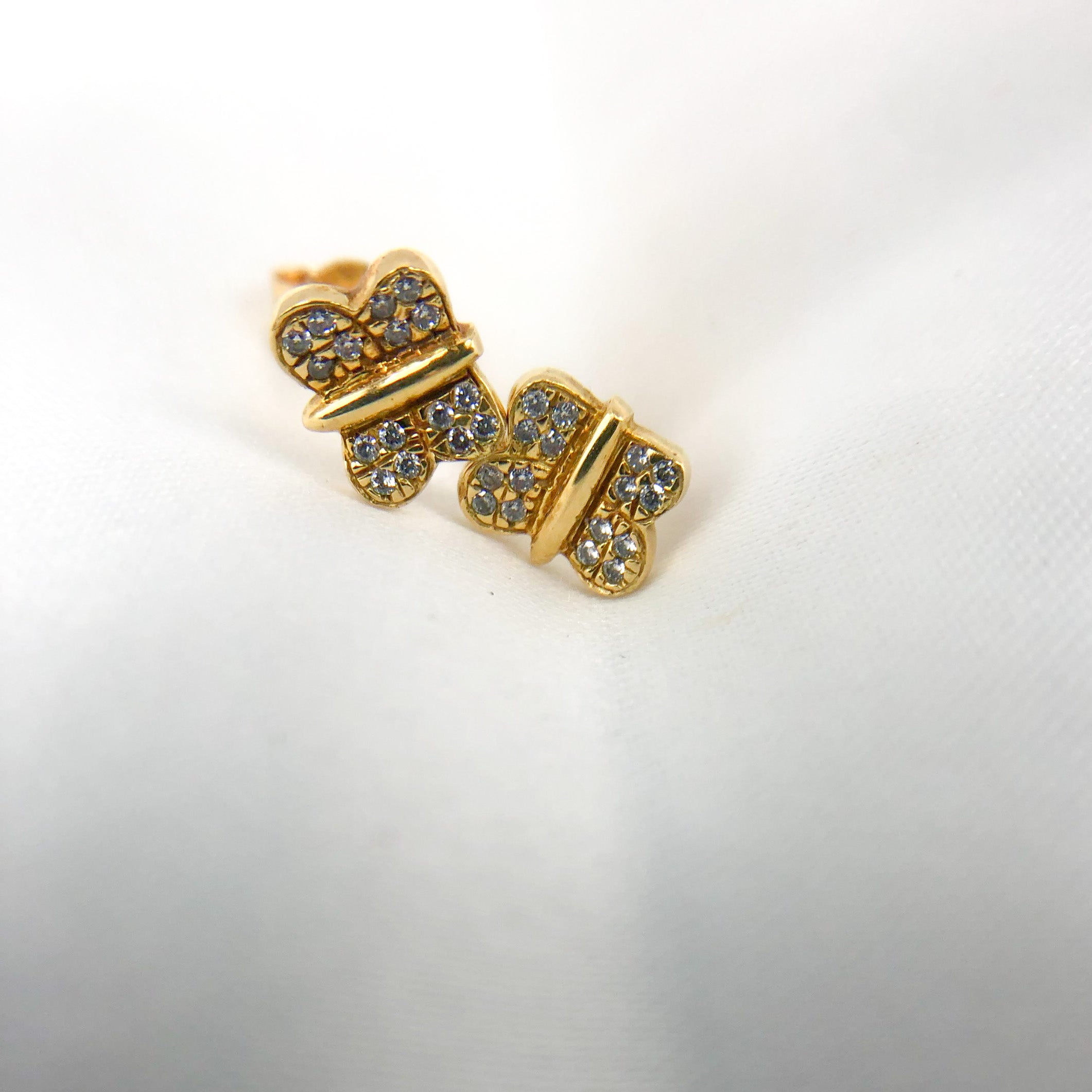 Orecchini farfalla oro giallo 18 kt con zirconi